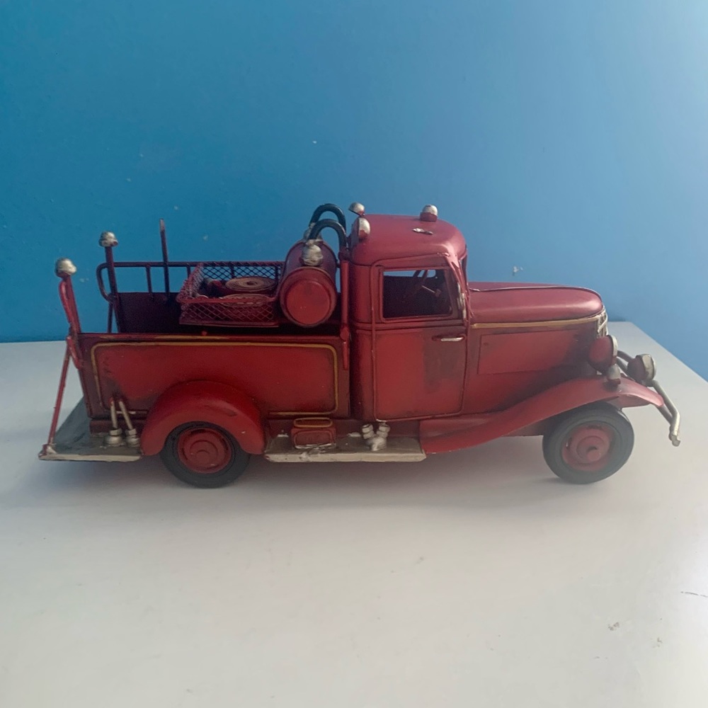 Vintage Red Metal Fire Truck